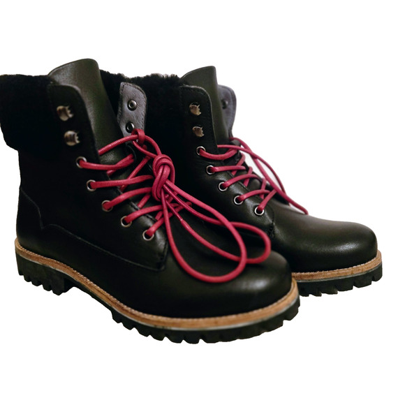 Women's Black Blackstone QL67 Leather Boots with Shearling Trim Size 37 - Picture 3 of 9